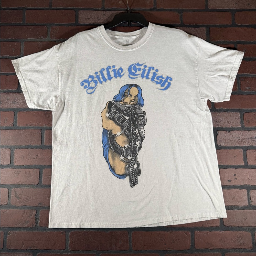 ✨ White Billie Eilish 2019 Tour Glitter Bling Tee – Tagged XL